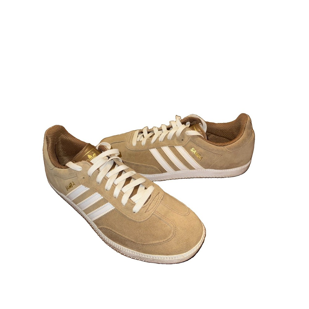 Adidas Samba Suede Tan Beige White Gold Men's Size 10.5 Sneakers Shoes